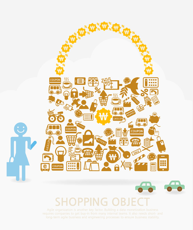 Necessities of shopping, handbagsのイラスト素材