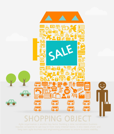 People shopping for Saleのイラスト素材