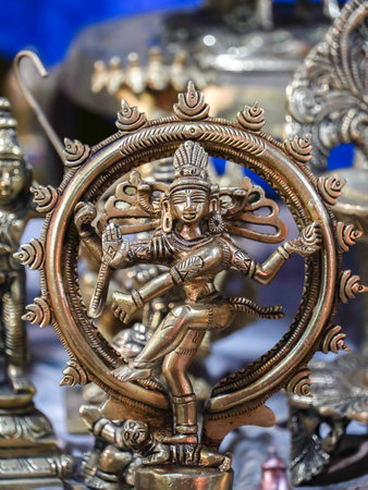 selective focus on the statue of nataraj