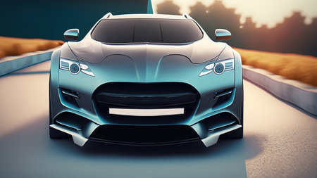 A futuristic electric car, AI generated imageの素材
