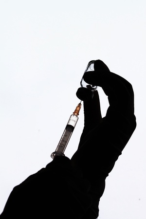 Syringe with a liquid for injectionの写真素材