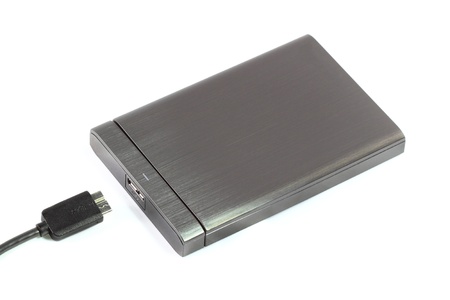 External hard disk on white background