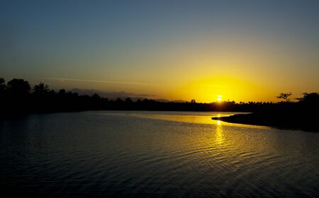 Silhouette Island Mirroringの写真素材