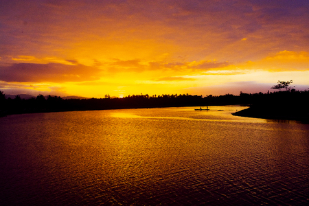 Silhouette of the Fishermanの写真素材