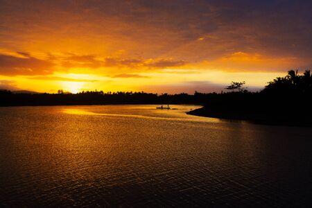 Orange Morning, Silhouette Islandの写真素材