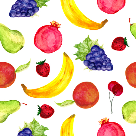 Watercolor seamless fruits pattern.の写真素材