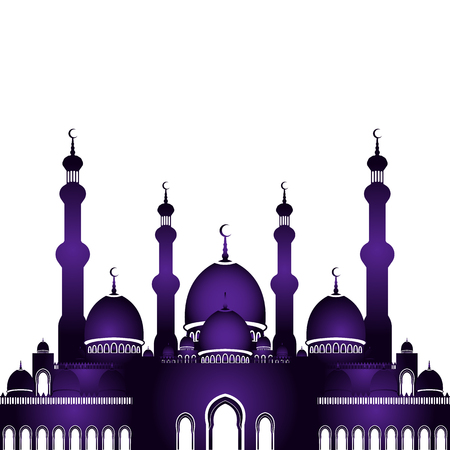 Vector illustration of mosque in flat style isolated on white background for islamic Eid al-Fitr celebration. Can be used for design your website or publications and other.のイラスト素材