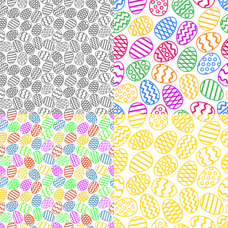 Vector set of colorful easter eggs seamless pattern. Perfect to use for printing on textile or gift wrap and wallpapersのイラスト素材