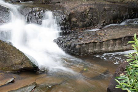 Kbal Spean the mystery waterfall on Kulen mountains range of the ancient Khmer empire in Siem Reap province of Cambodiaの写真素材