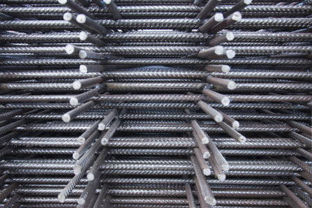 Steel Rebars for reinforced concrete.steel reinforcement bar texture in construction site.の写真素材