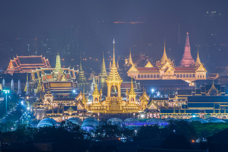 The Royal Crematorium Replica for King Bhumibol Adulyadej (Pra May Ru Maat) at Sanam Luang for royal funeral Cremation Ceremony Bangkok Thailand.のeditorial素材