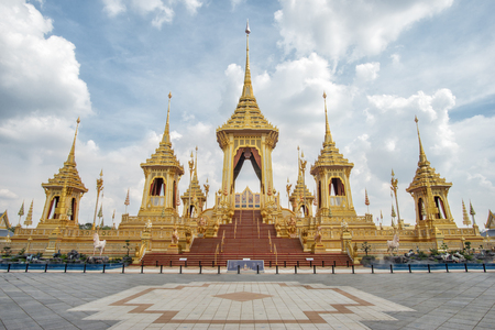 The Royal Crematorium Replica for King Bhumibol Adulyadej (Pra May Ru Maat) at Sanam Luang for royal funeral Cremation Ceremony Bangkok Thailand.のeditorial素材