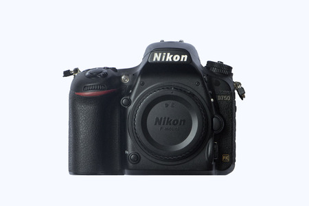CHIANGRAI,THAILAND, MAY 10, 2018: Nikon D750 Body Front view isolated with clipping path.のeditorial素材
