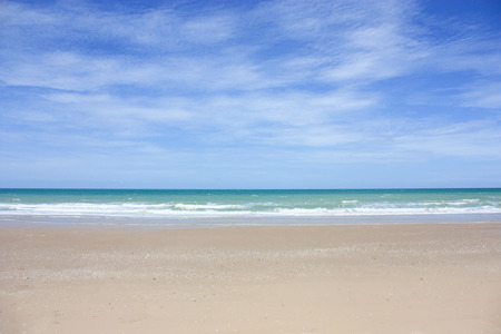 Soft focus of Empty sea and beach background.tropical sea with blue sky in summerの写真素材