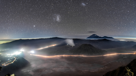 Mount Bromo is an active volcano one of the most visited tourist attractions in East Java, Indonesia.The volcano belongs to the Bromo Tengger Semeru National Parkの写真素材