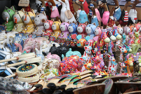 Souvenir shop selling handicrafts of Bali at Ubud Market.Traditional bali handcraft famous market for tourist in Ubud, Bali , Indonesiaの写真素材