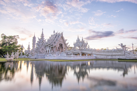 Wat Rong Kun better known to foreigners as the White Temple,Famous landmark for tourist,Buddhist temple in Chiang Rai Province, Thailandのeditorial素材