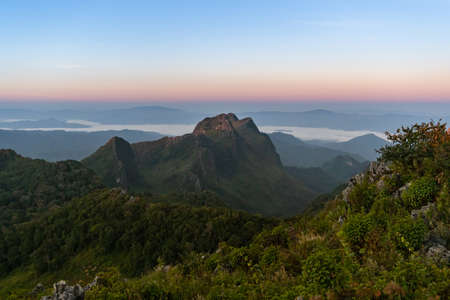 The view of Doi Luang Chiang Dao limestone mountain in Chiang Dao Wildlife Reserve area, A popular tourist attraction of Chiang Mai Province, Thailandの写真素材