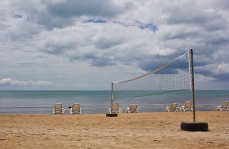Volleyball Net on Beachの写真素材