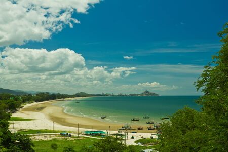 viewpoint beach at tham khao tao temple,thailandの写真素材