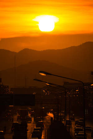 Sunset on mountain background, Thailand