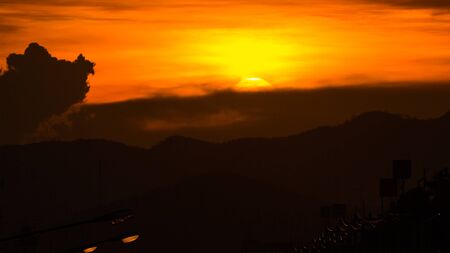 Sunset on mountain background, Thailandの写真素材