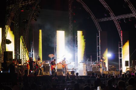 HUA HIN, THAILAND - DECEMBER 31 : Lead singer of Musketeers rock band performs live concert during Hua Hin Music Countdown 2013 on 
December 31, 2012 in Hua Hin, Prachuapkhirikhan, Thailandのeditorial素材