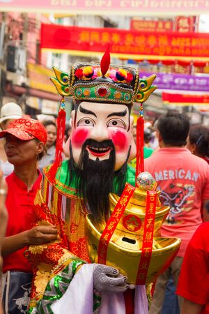 BANGKOK - February 10 : China town street decorations during the Chinese New Year celebrations on February 10, 2013 in Yaowaraj road, Bangkok, Thailandのeditorial素材