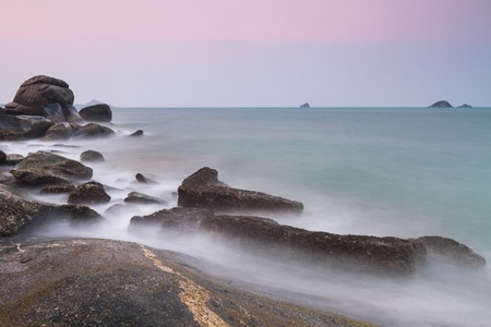Twilight of the sea shore after sunsetの写真素材
