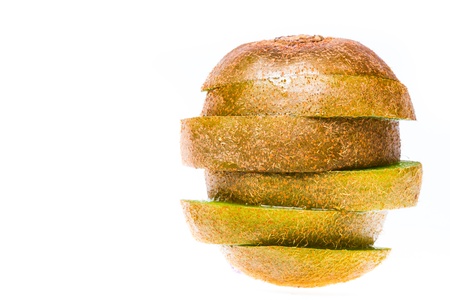 Kiwi Fruit sliced isolated on white backgroundの写真素材