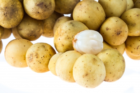 Close up of Lansium domesticum fruit on white backgroundの写真素材