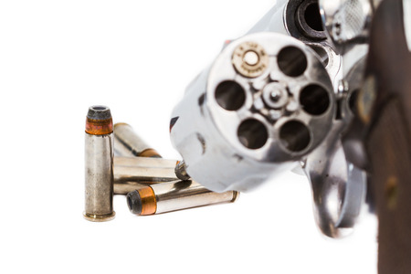handgun revolver with bulletsの写真素材