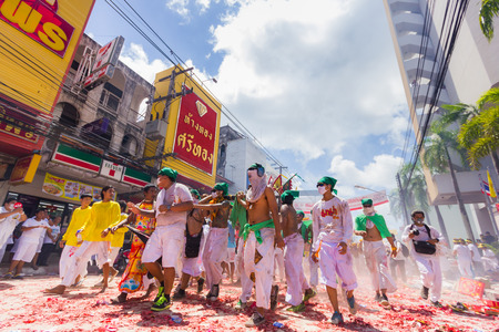 PHUKET, THAILAND - OCTOBER 11  Phuket vegetarian festival on October 11, 2013 in Phuket province, Thailand のeditorial素材