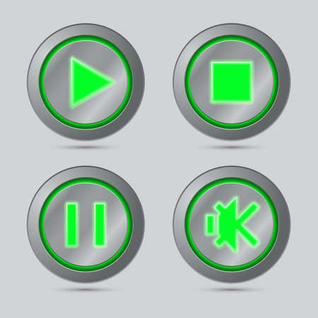 Green color media player buttonのイラスト素材
