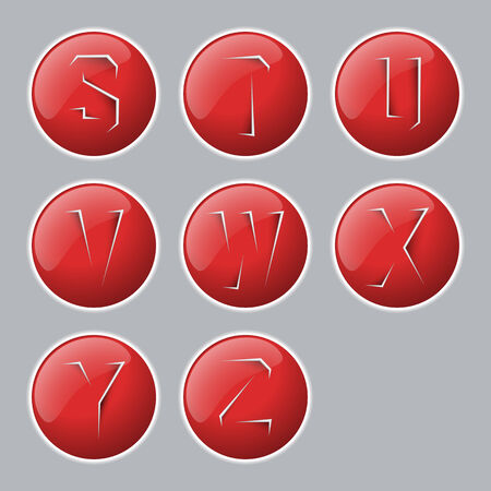 Red color rip paper alphabet icons button setのイラスト素材