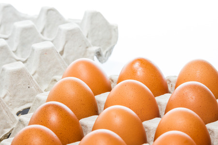 Close up of eggs in carton box