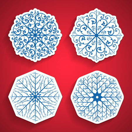 Snowflakes set vector backgroundのイラスト素材