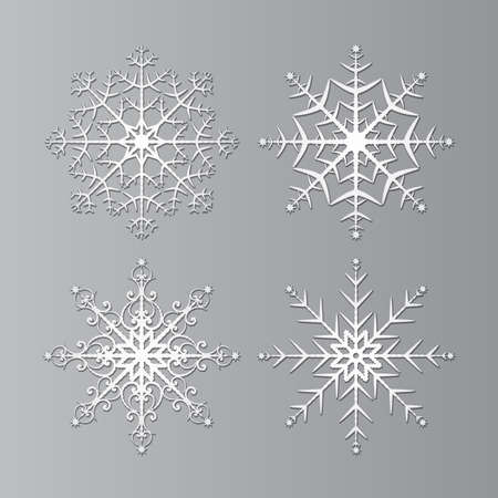Snowflakes set vector backgroundのイラスト素材