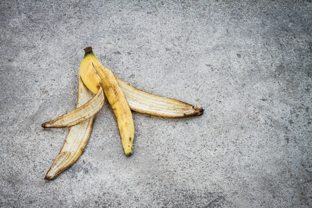 Banana peel on floorの写真素材