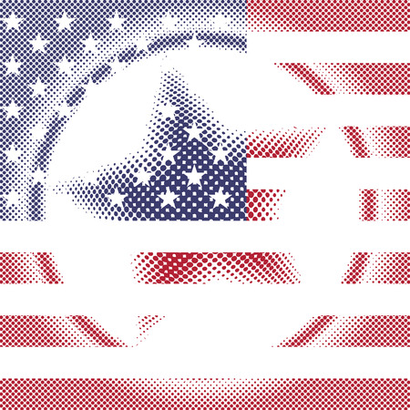 Flag of United States of America with overlay halftone dots effect, Vector background illustration EPS10のイラスト素材