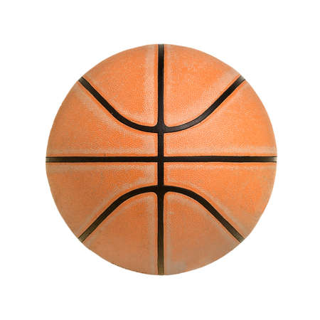 Isolated old basketball on white backgroundの写真素材