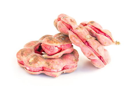 Manila tamarind fruit isolated on white backgroundの写真素材