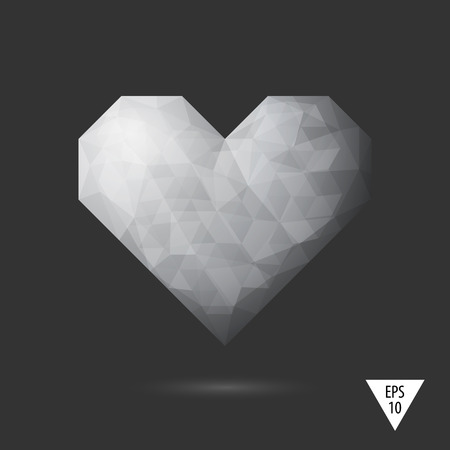 Abstract Black and White Heart triangular low poly style vector backgroundのイラスト素材