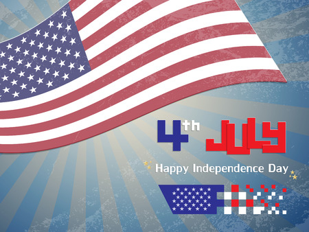 Happy USA Independence Day fourth of July, Vector grunge background for greeting cardのイラスト素材