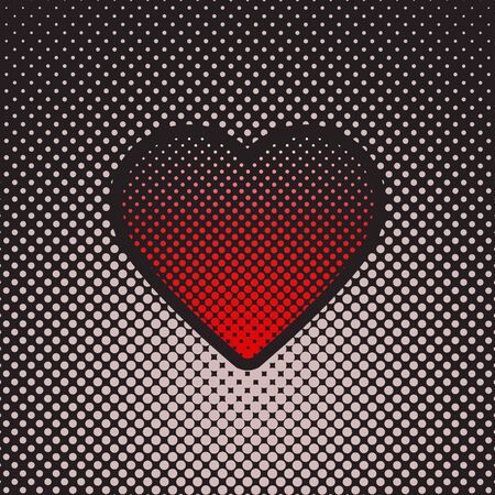 Red Heart with Halftone dots effect Valentines day background, Vector illustrationのイラスト素材