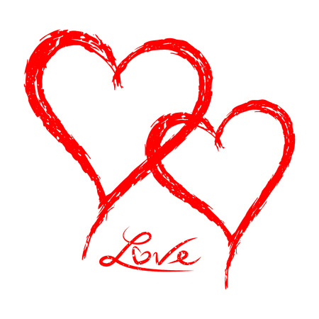 Grunge Sketch Hand Drawn Red Heart Love Symbol of Valentines day, Vector illustration EPS 10のイラスト素材