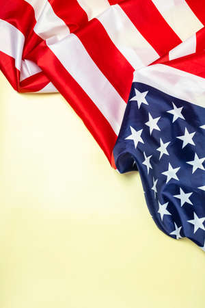 America flag of fabric with copy space for text, Stars and stripes, United states of america, Happy...