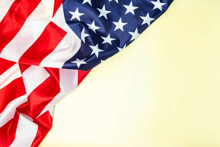 America flag of fabric with copy space for text, Stars and stripes, United states of america, Happy Independence Dayの写真素材