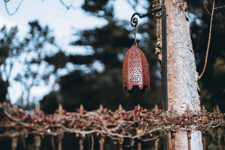 Close-up view with a shallow depth of field and selective focus of an exquisitely patterned street...
