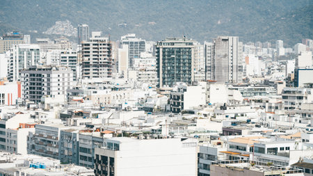Dense urban skyline of Rio de Janeiro with modern apartment buildings and high-rise towers under...